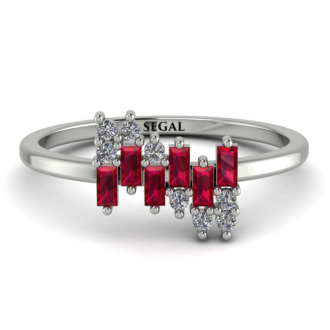 Baguette And Round Ruby Band - Daniela No. 12