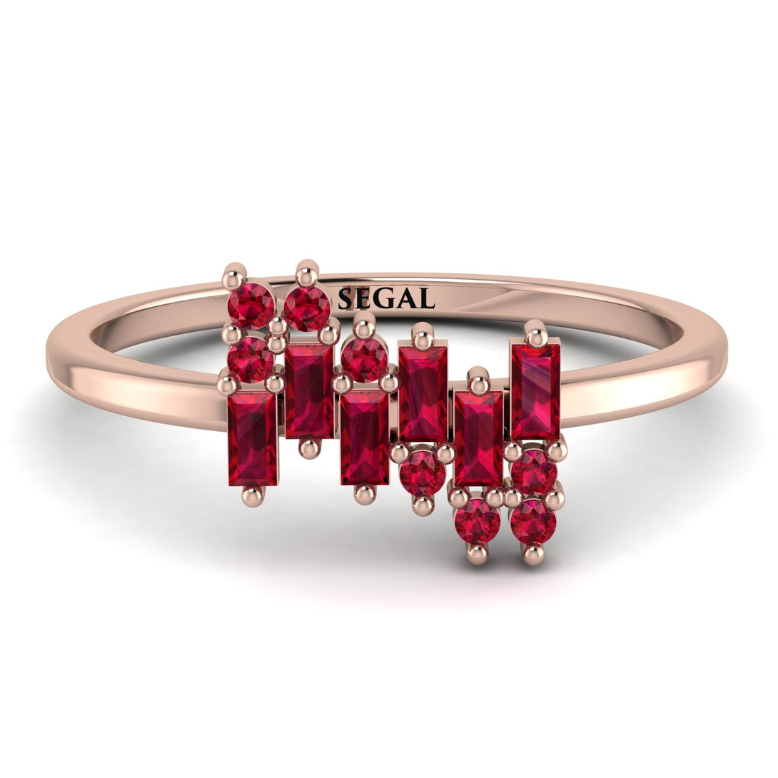 Baguette And Round Ruby Band - Daniela No. 56