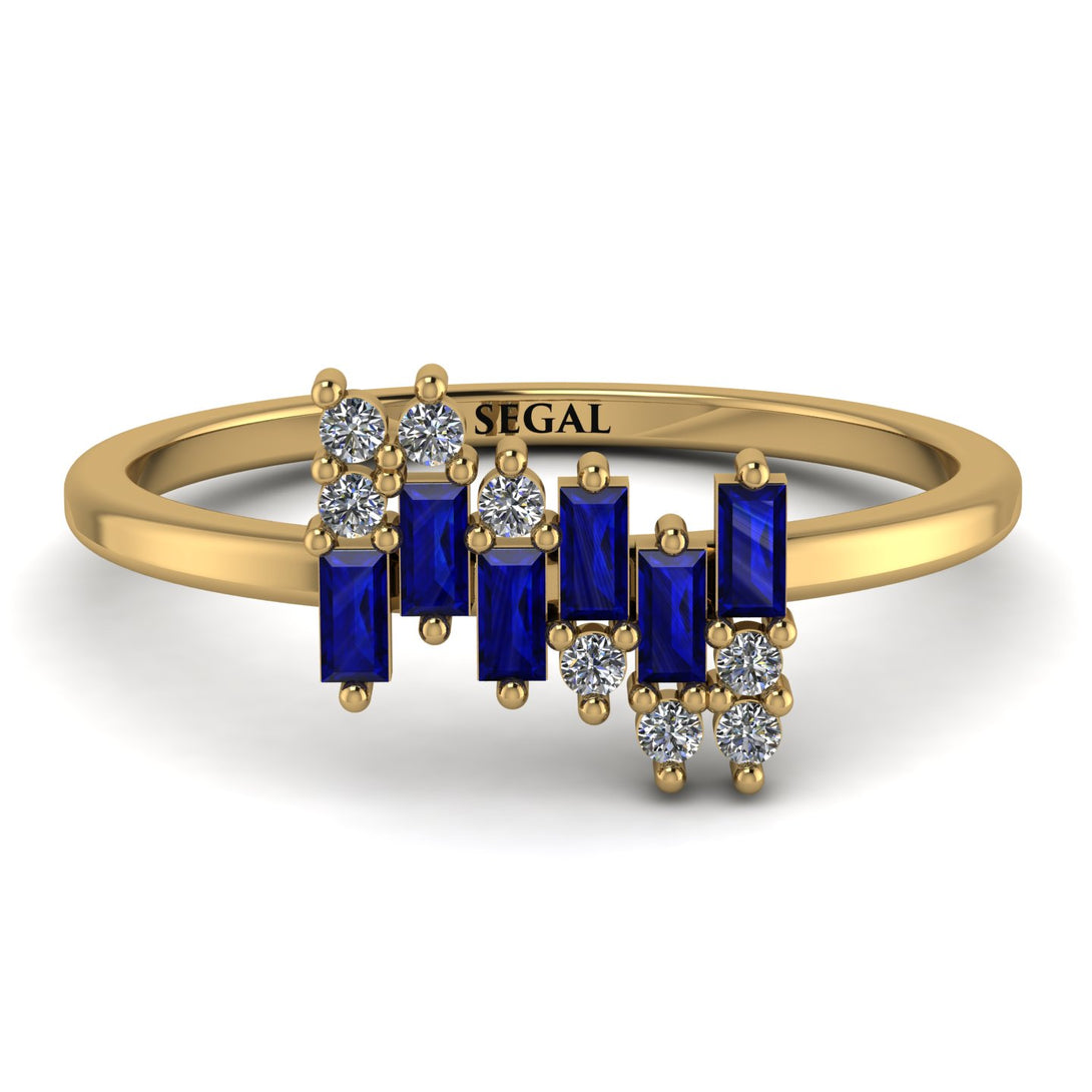 Baguette And Round Sapphire Band - Daniela No. 13