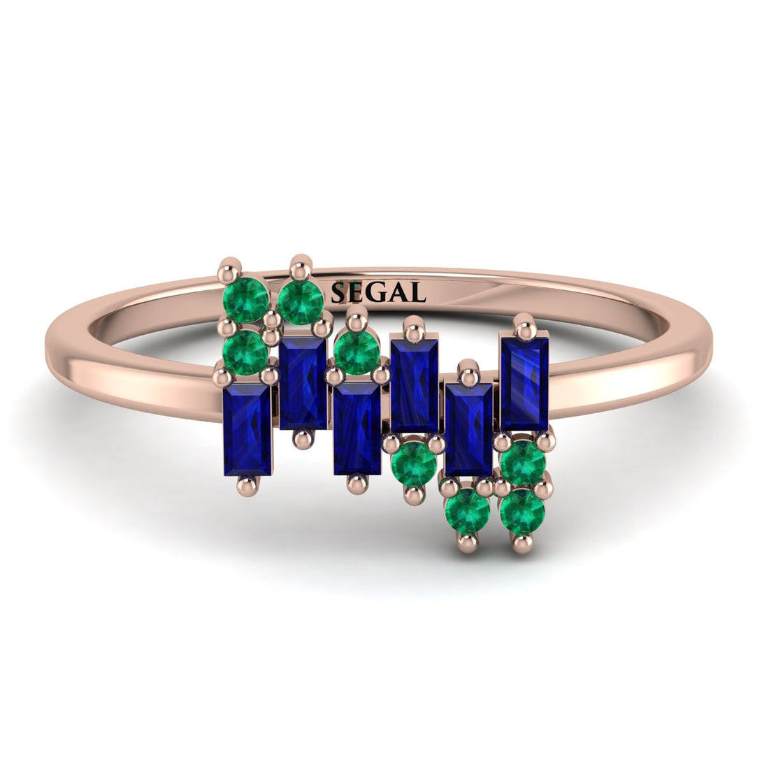 Baguette And Round Sapphire Band - Daniela No. 29
