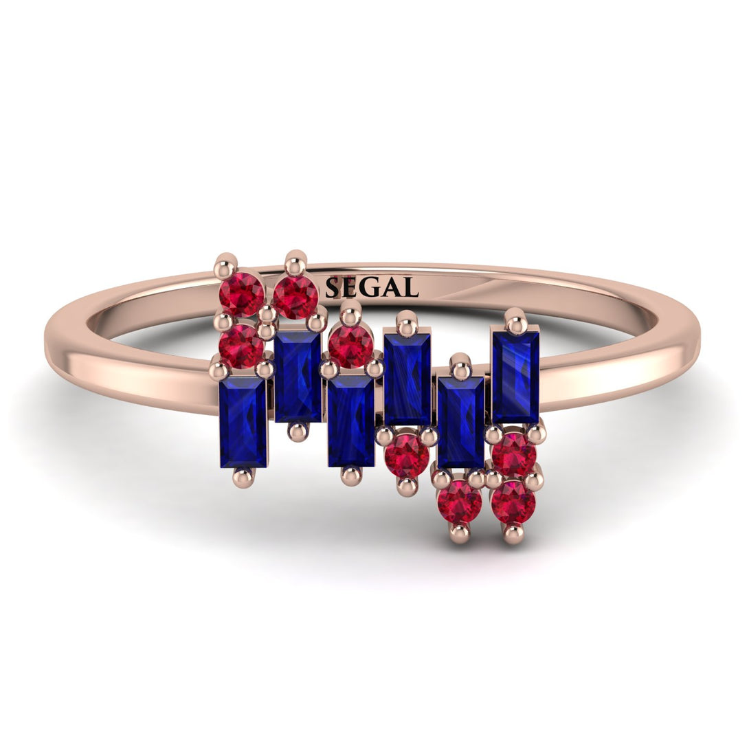 Baguette And Round Sapphire Band - Daniela No. 59