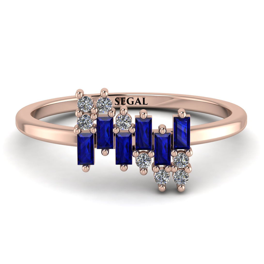 Baguette And Round Sapphire Band - Daniela No. 14