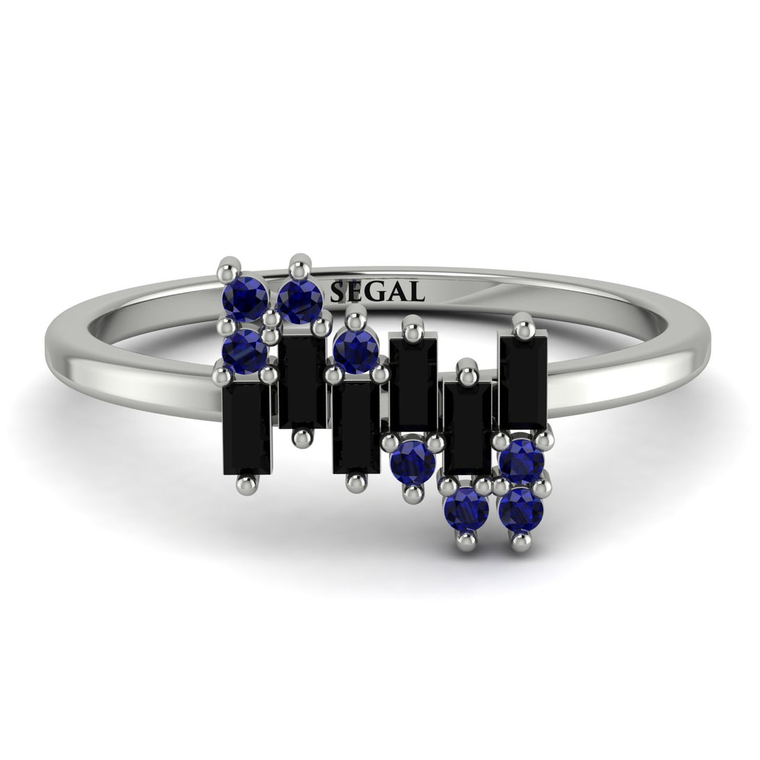 Baguette And Round Black Diamond Band - Daniela No. 69