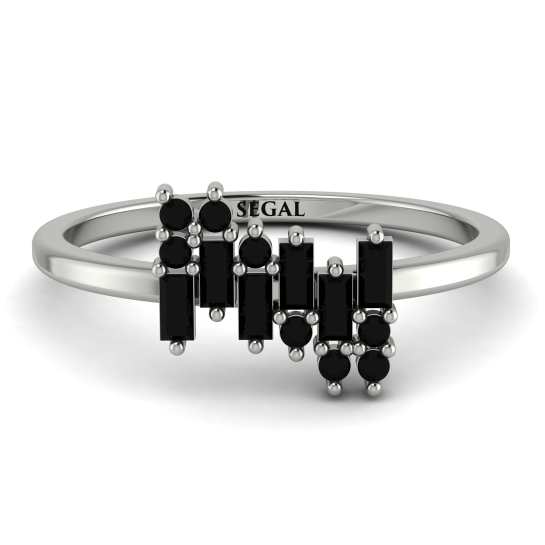 Baguette And Round Black Diamond Band - Daniela No. 39