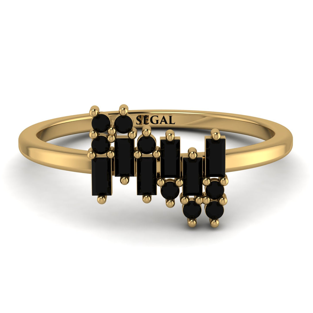 Baguette And Round Black Diamond Band - Daniela No. 37