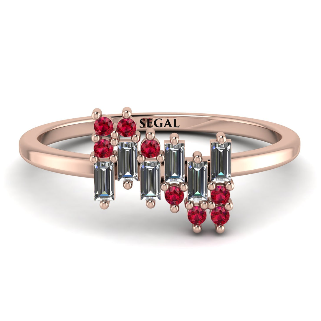 Baguette And Round Diamond Band - Daniela No. 47