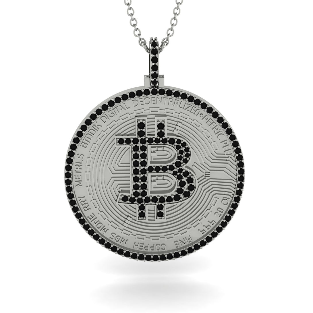 Bitcoin Black Diamond Round Pendant - Easton No. 27 – Segal Jewelry