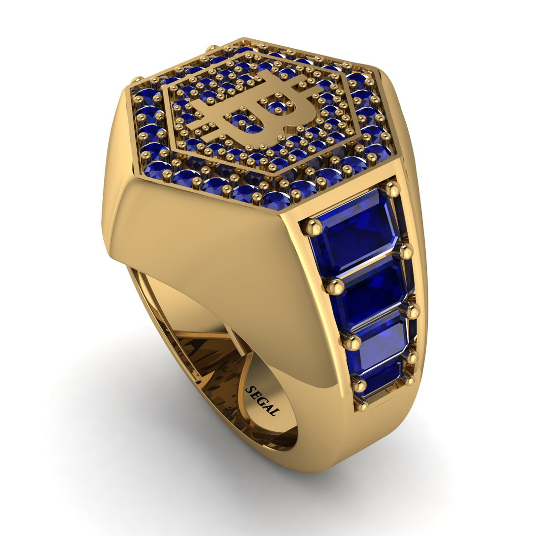 Bitcoin Sapphire Signet Ring - Axel No. 37