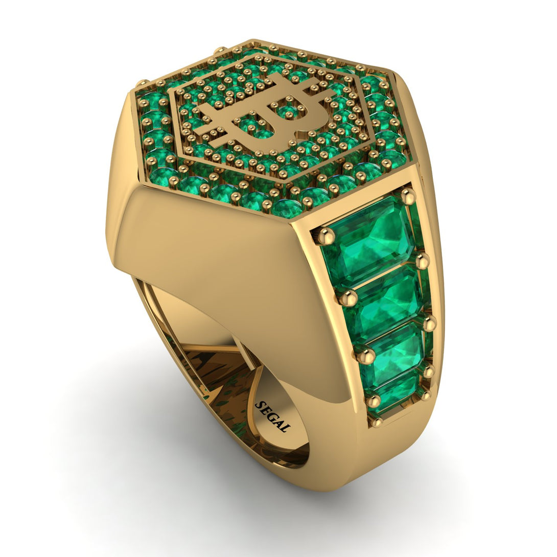 Bitcoin Emerald Signet Ring - Axel No. 10