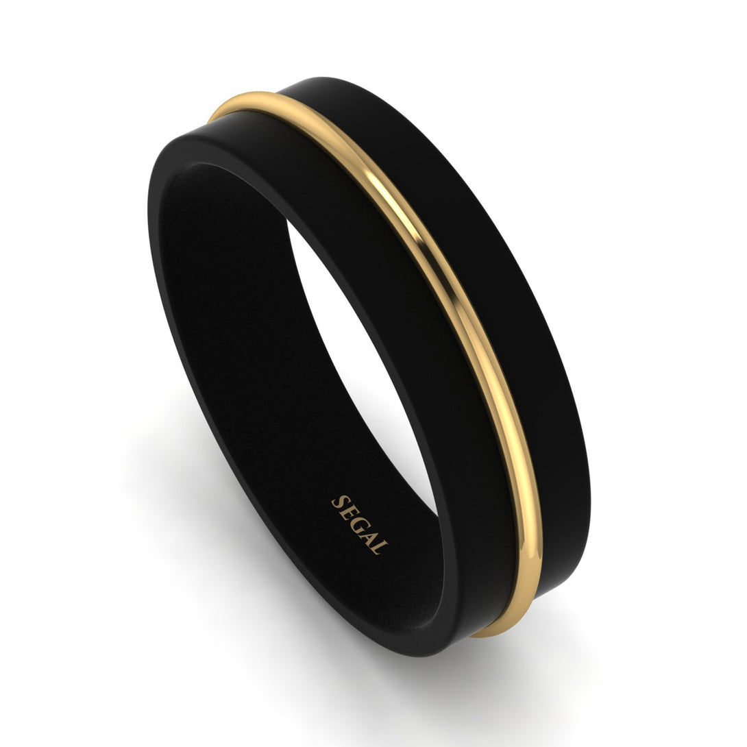 Black Ring With Yellow Gold Line - Jacob No. 1