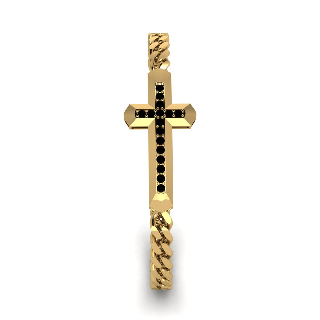 Black Diamond Cross Men Chain Bracelet - Nicholas No. 7