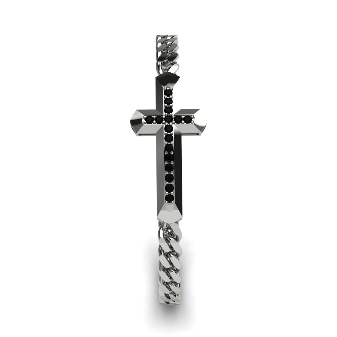 Black Diamond Cross Men Chain Bracelet - Nicholas No. 9