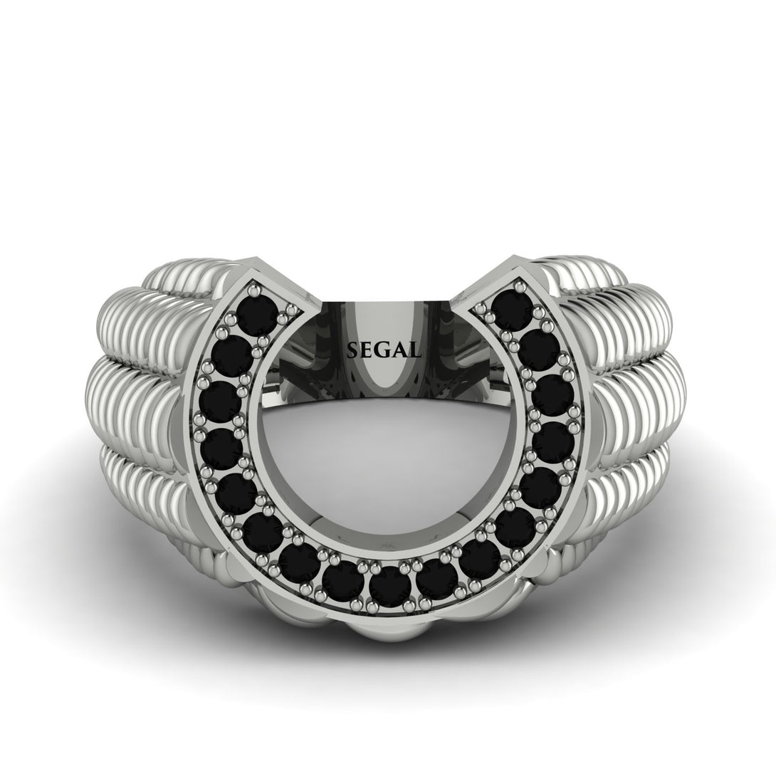 Black Diamond Men Horseshoe Luck Ring - Gerald No. 9