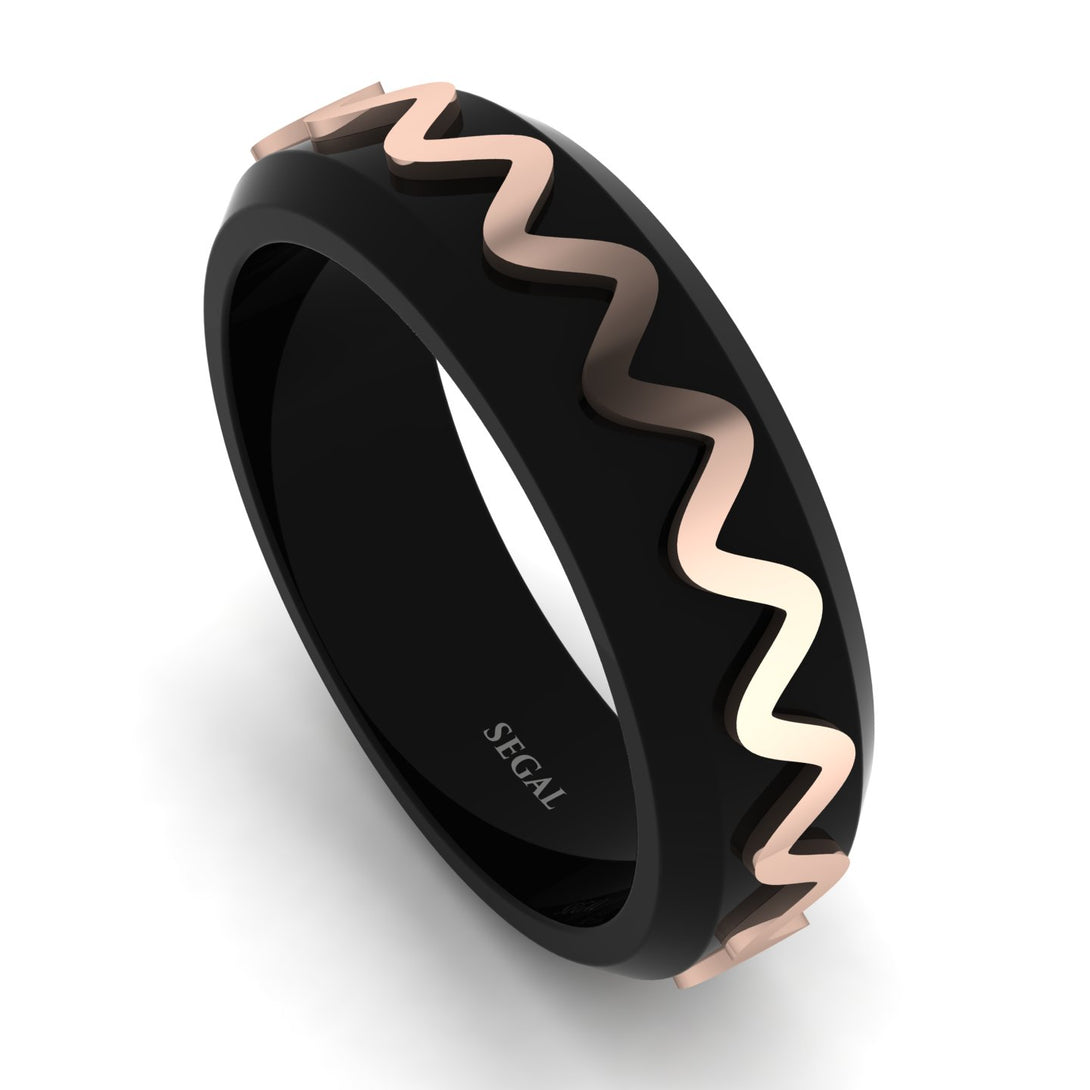 Black Ring with Golden Waves - Timothy No. 2
