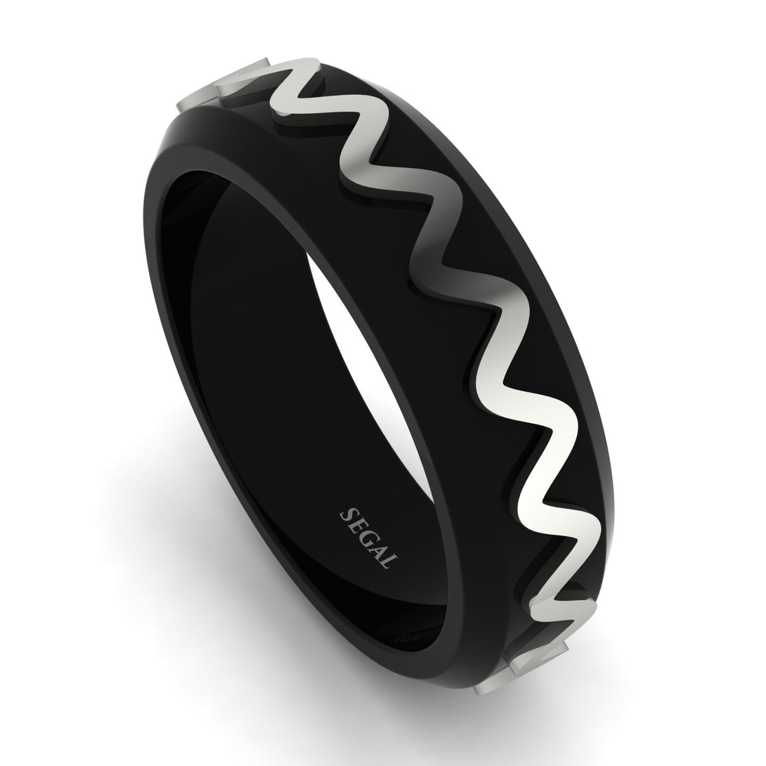 Black Ring with Golden Waves - Timothy No. 3