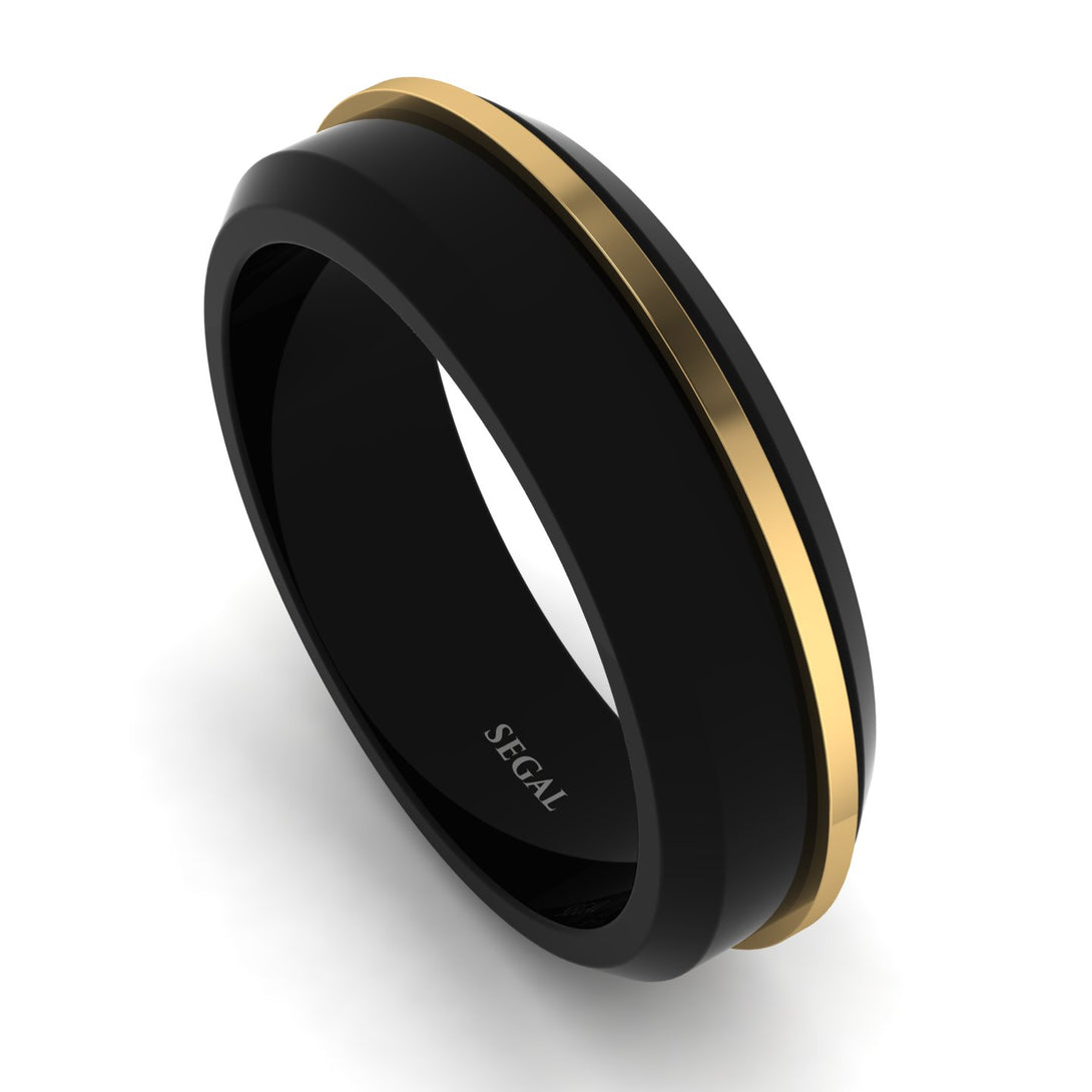 Black Titanium Gold Wedding Ring - Paul No. 1