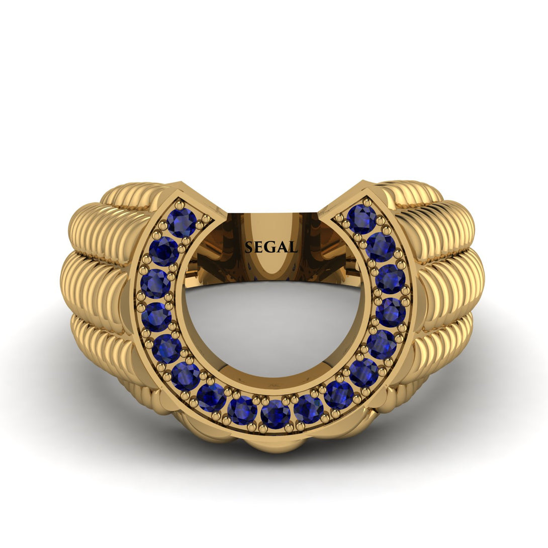 Sapphire Men Horseshoe Luck Ring - Gerald No. 13