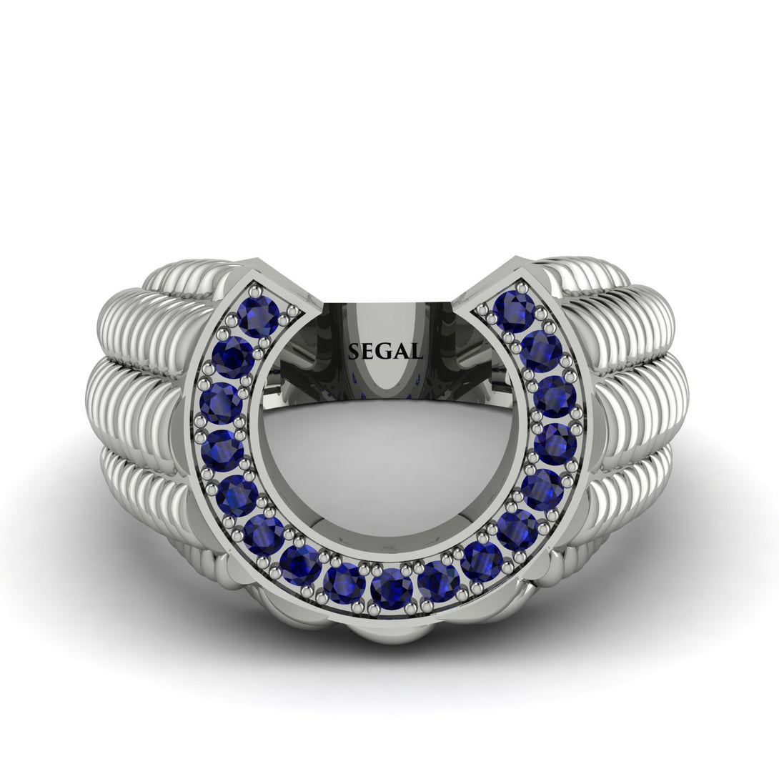 Sapphire Men Horseshoe Luck Ring - Gerald No. 15