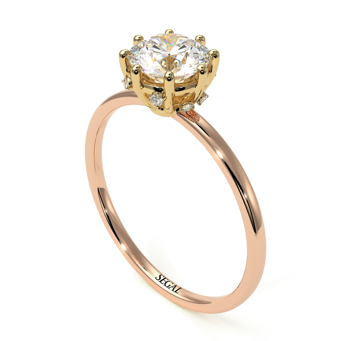 Two Tones Classic Diamond Ring With Hidden Stones - Elliana No. 16