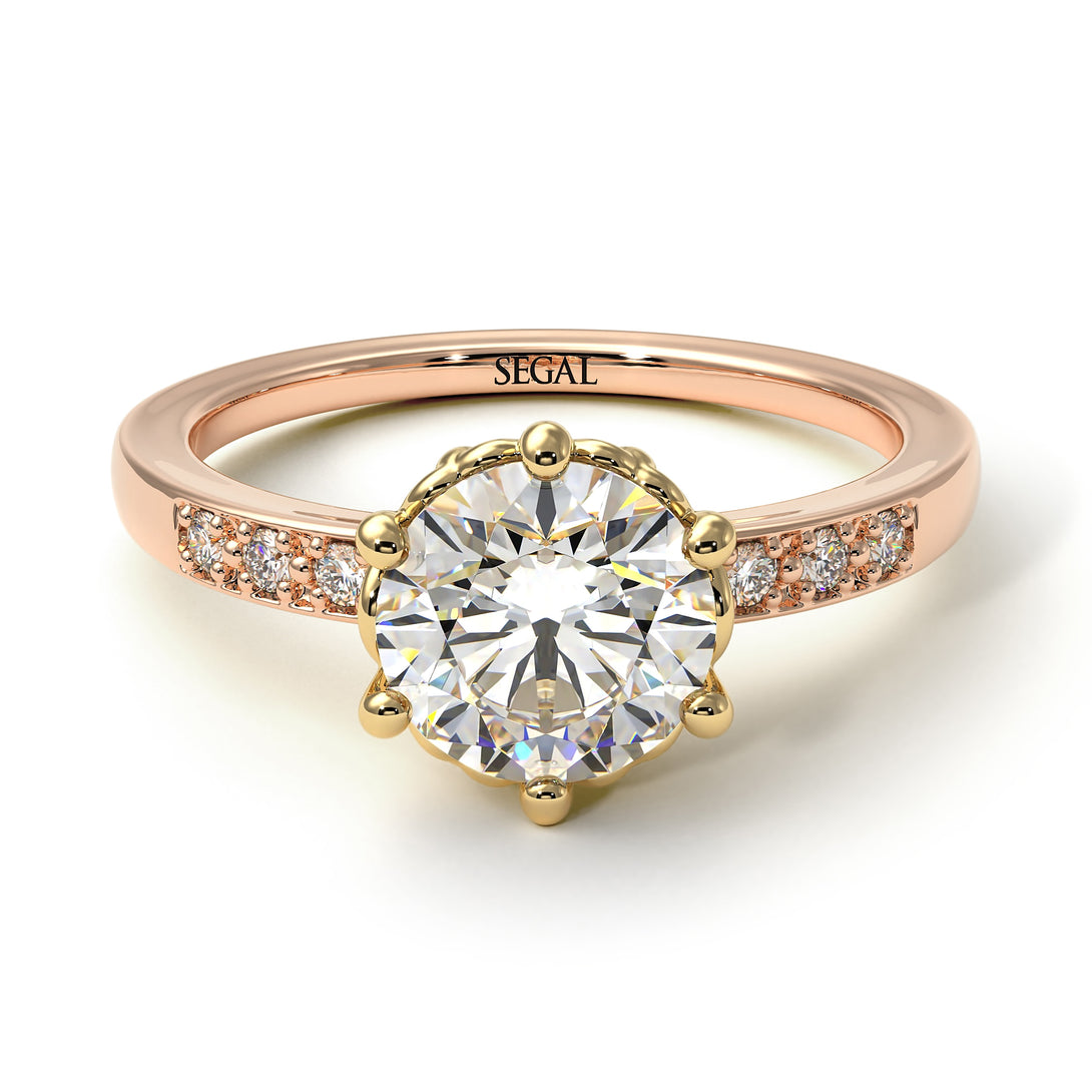 Two Tones Classic Diamond Vintage Ring - Olivia No. 31