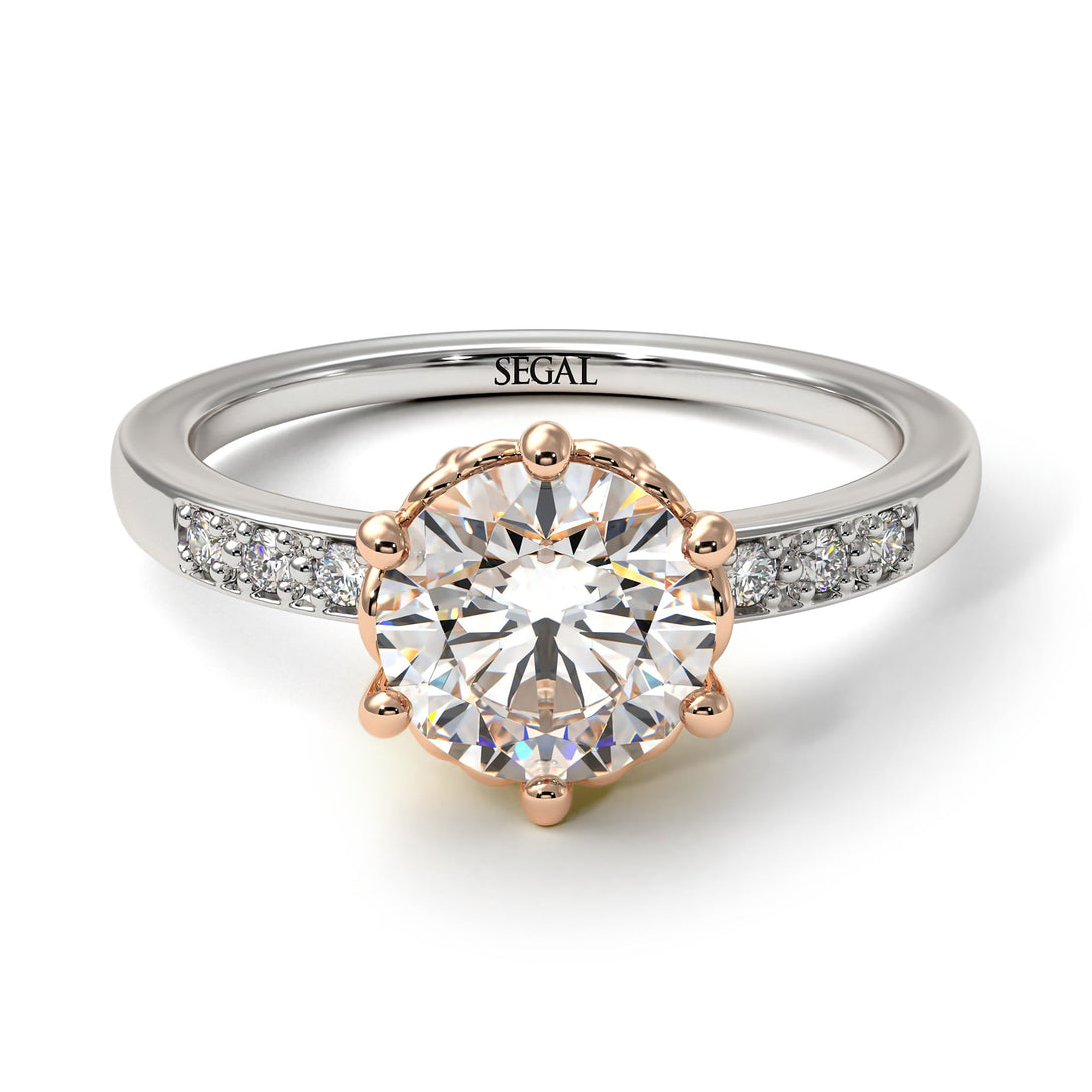 Two Tones Classic Diamond Vintage Ring - Olivia No. 33