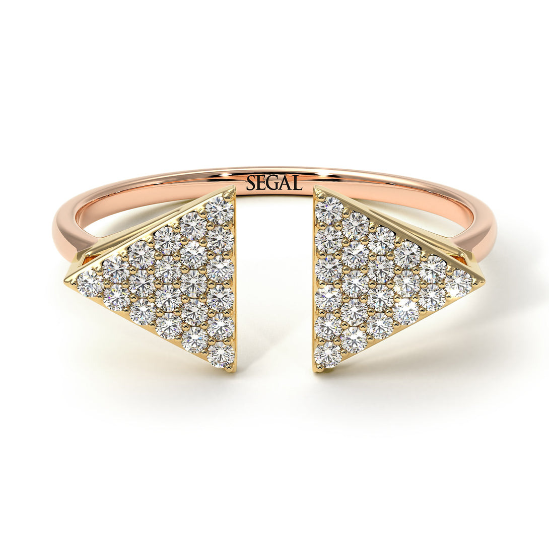Two Tones Triangle Open Diamond Ring - Hope No. 16