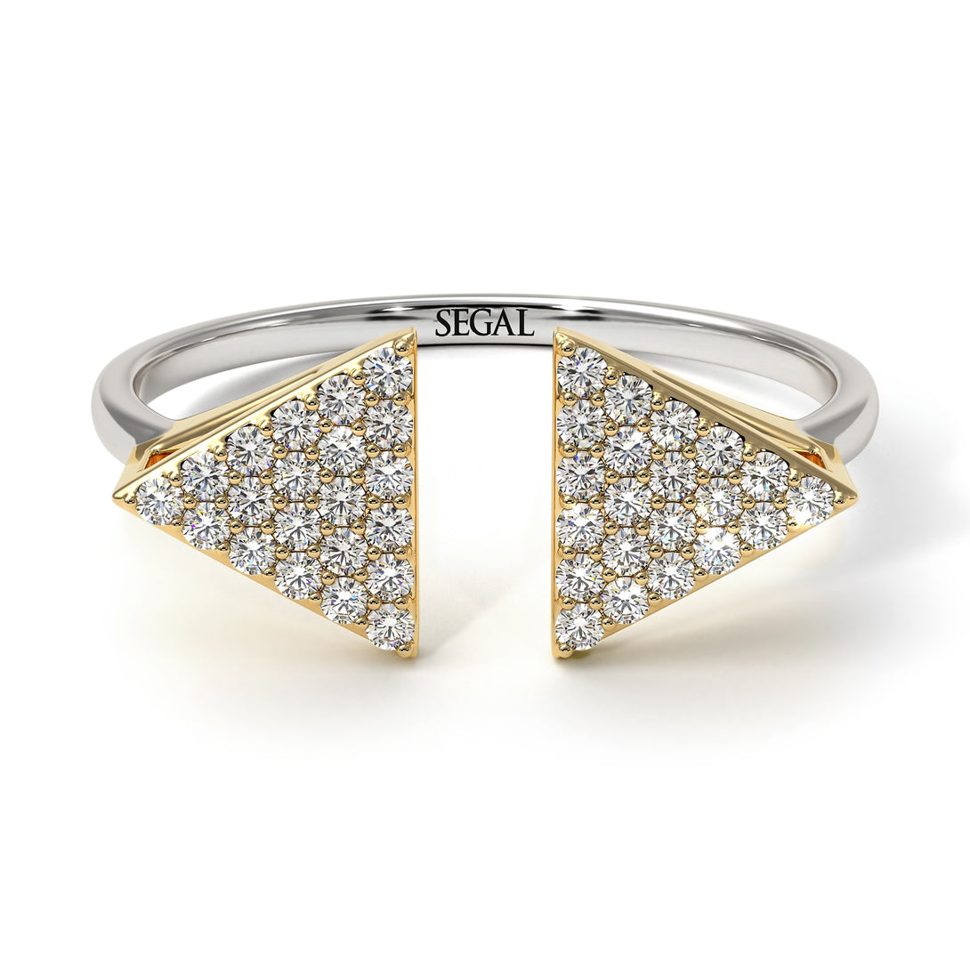 Two Tones Triangle Open Diamond Ring - Hope No. 17