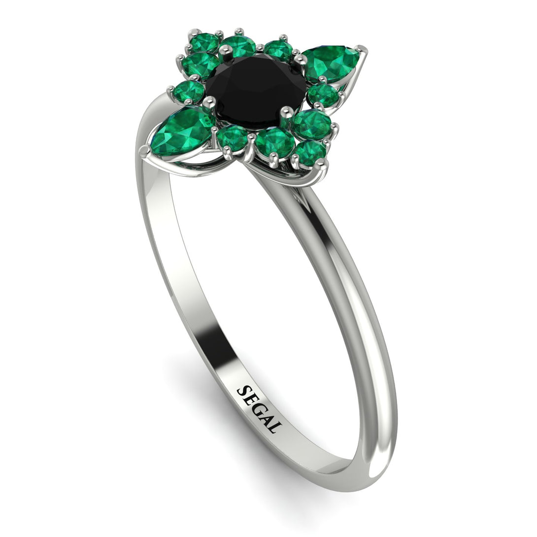Compass Black Diamond Engagement Ring - Rose No. 24