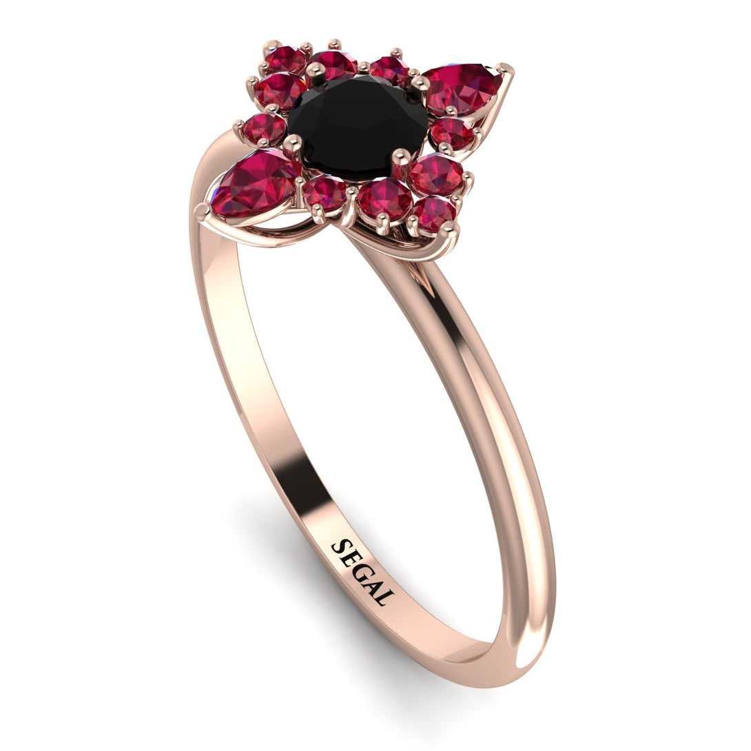 Compass Black Diamond Engagement Ring - Rose No. 53