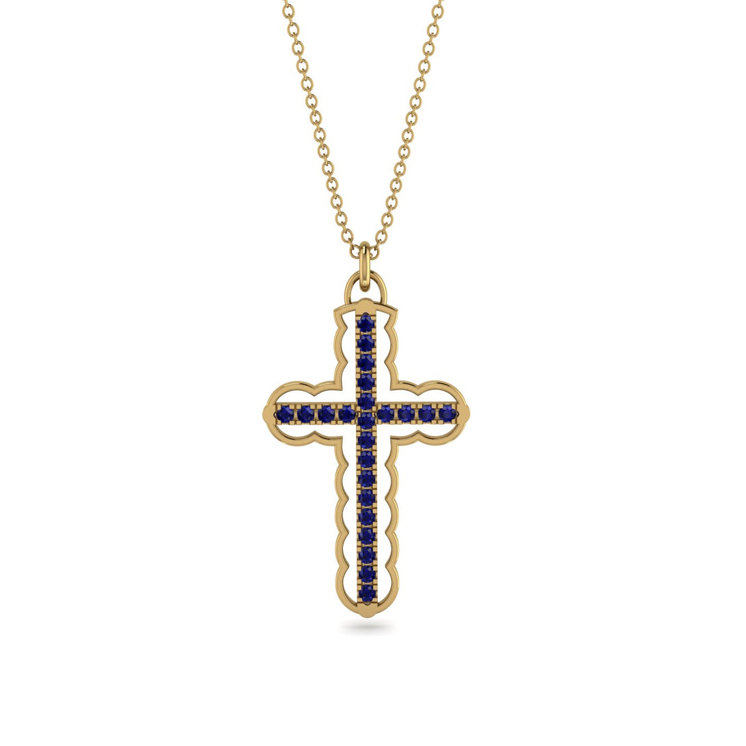 Sapphire Cross Inside Cross Necklace - Raphael No. 13