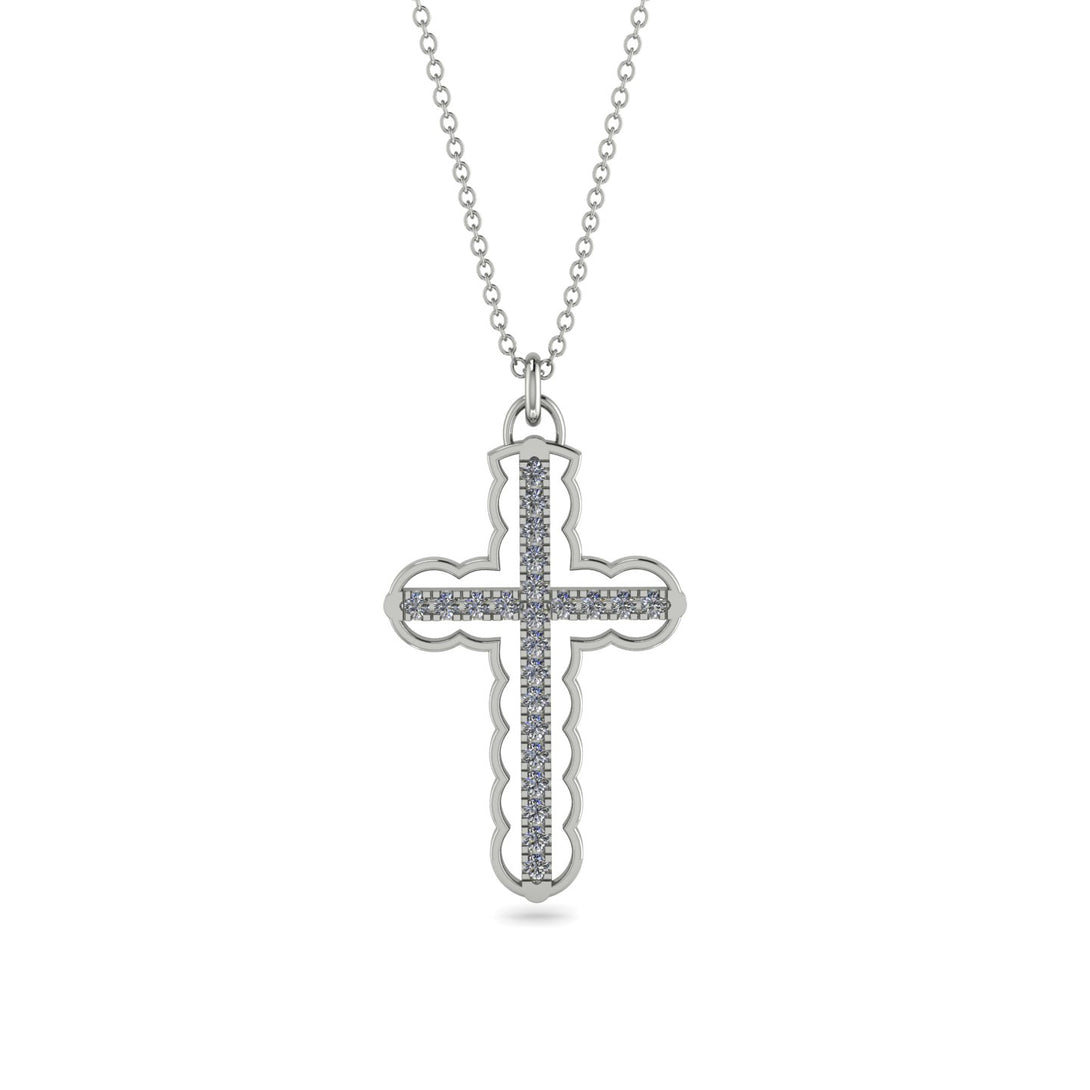 Diamond Cross Inside Cross Necklace - Raphael No. 3