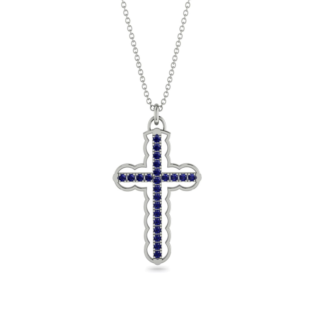 Sapphire Cross Inside Cross Necklace - Raphael No. 15