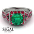 Cushion Cut Emerald Milgrain Engagement Ring - Adelyn No. 51 image 2