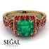 Cushion Cut Emerald Milgrain Engagement Ring - Adelyn No. 49 image 2