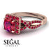 Cushion Cut Ruby Milgrain Engagement Ring - Adelyn No. 56 image 3