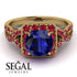 Cushion Cut Sapphire Milgrain Engagement Ring - Adelyn No. 58 image 2