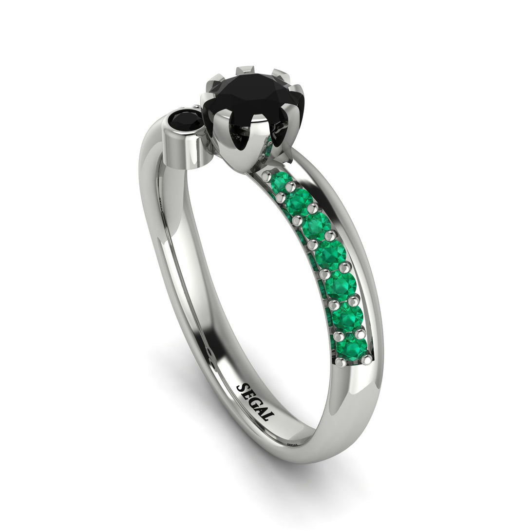 Delicate Black Diamond Engagement Ring - Karen No. 24