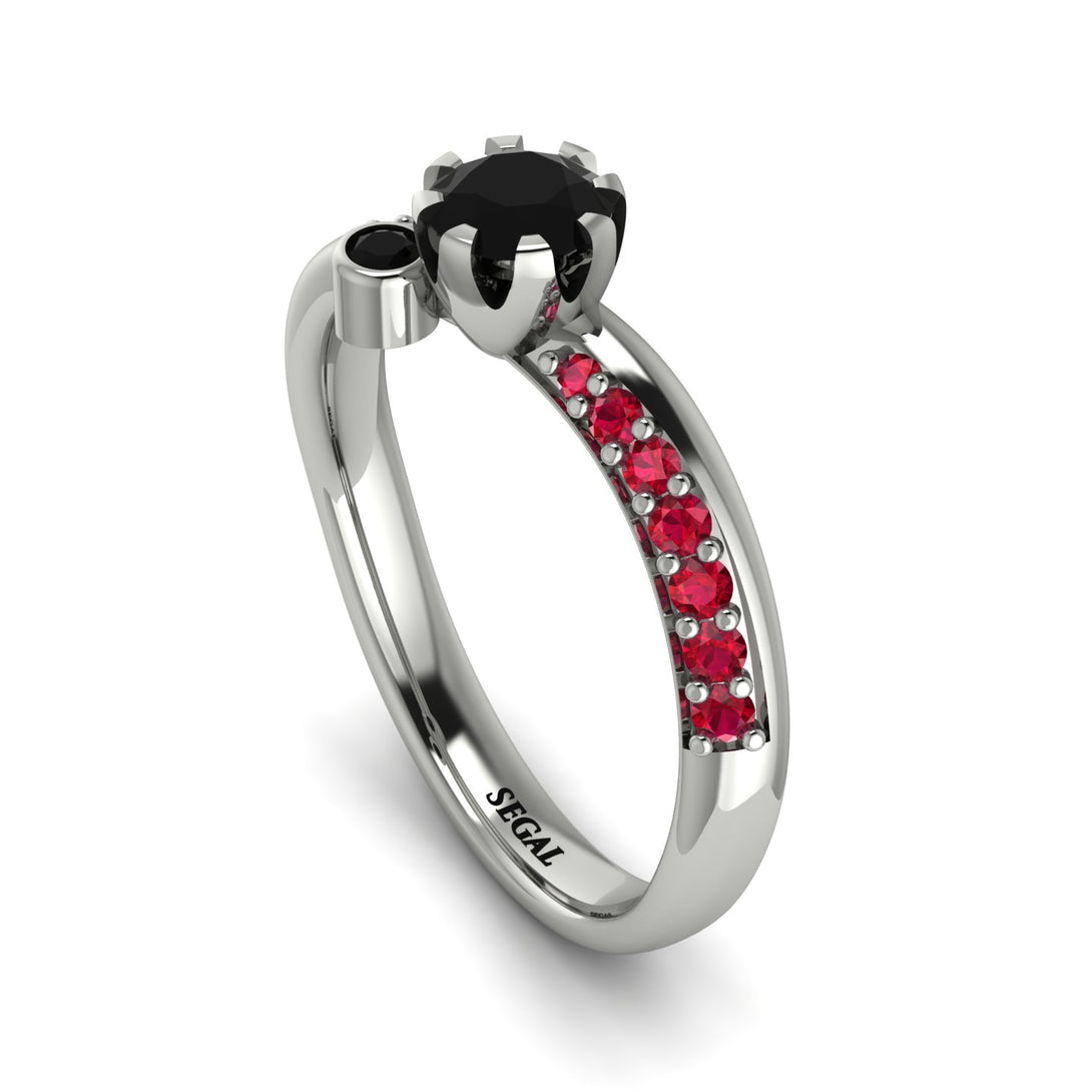 Delicate Black Diamond Engagement Ring - Karen No. 54