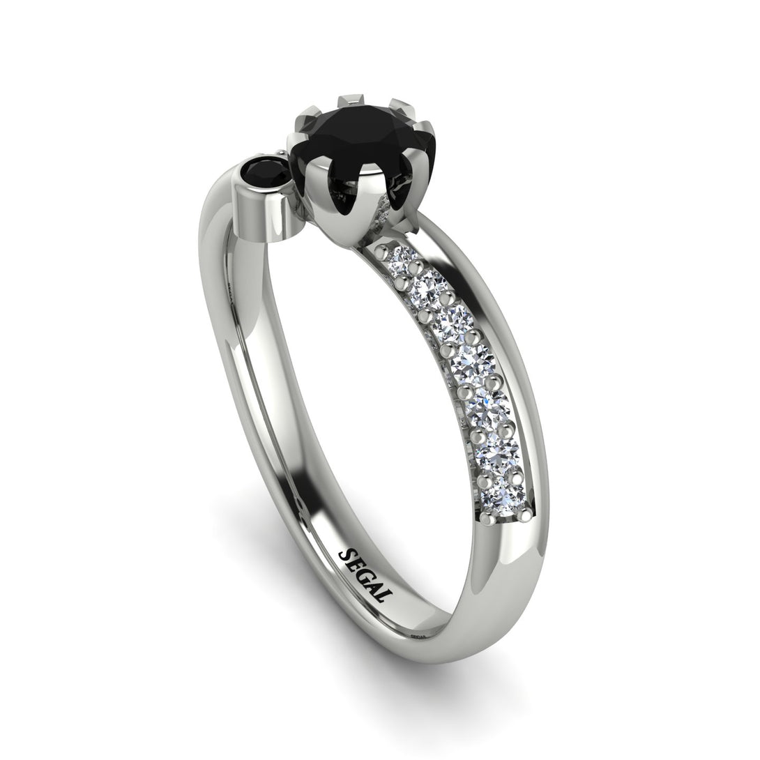 Delicate Black Diamond Engagement Ring - Karen No. 9