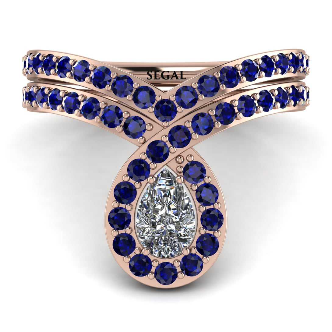 Diamond Pear Shape Stacking Bridal Set - Emilia No. 62