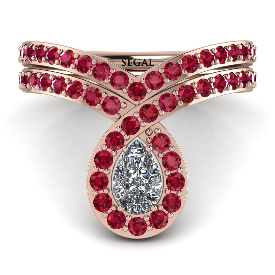 Diamond Pear Shape Stacking Bridal Set - Emilia No. 47