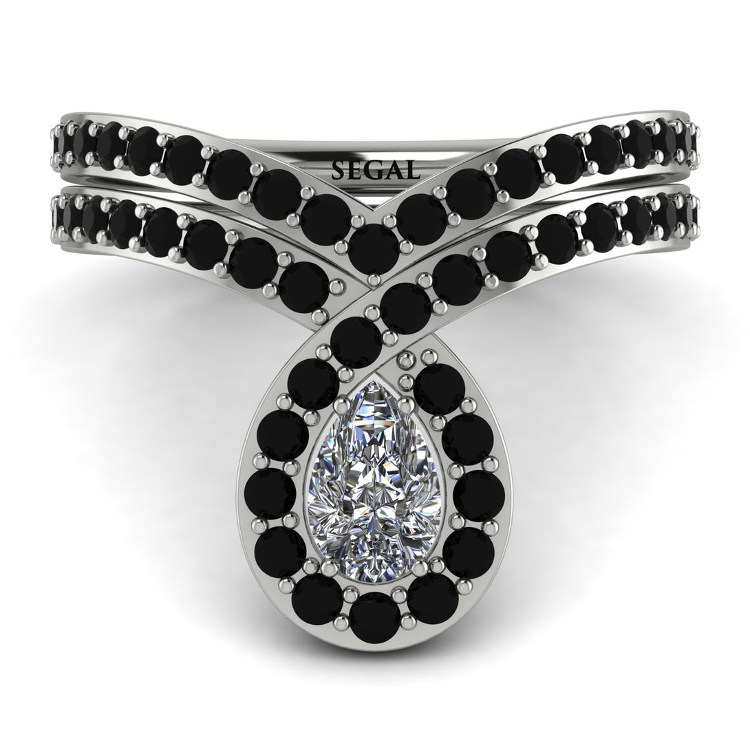 Diamond Pear Shape Stacking Bridal Set - Emilia No. 33