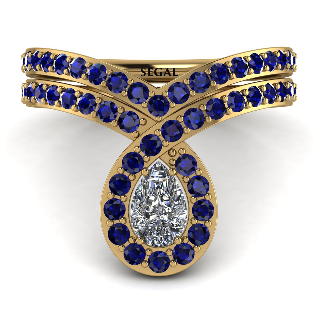 Diamond Pear Shape Stacking Bridal Set - Emilia No. 61