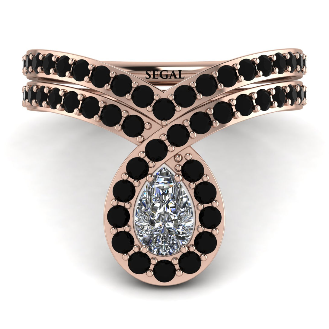 Diamond Pear Shape Stacking Bridal Set - Emilia No. 32