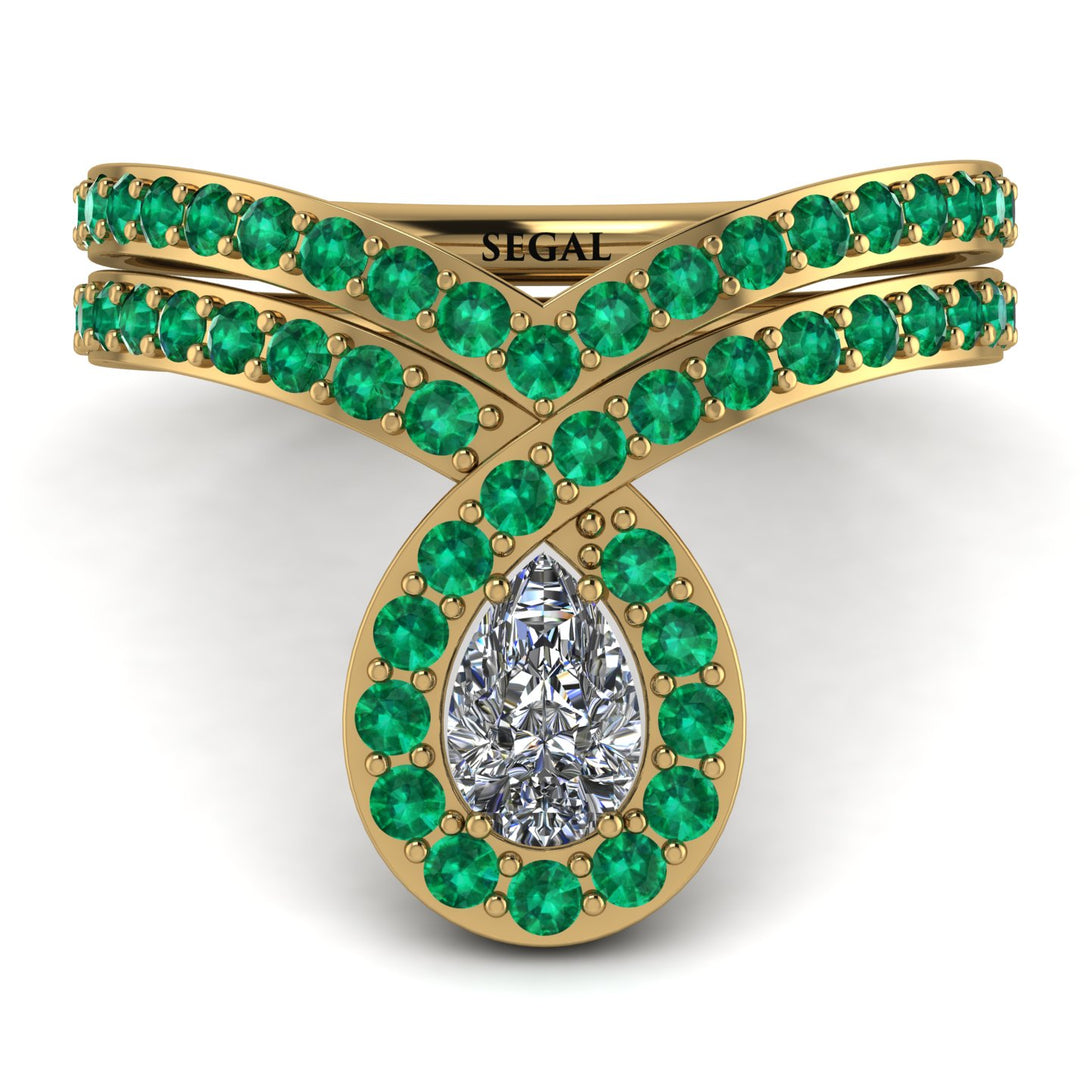 Diamond Pear Shape Stacking Bridal Set - Emilia No. 16