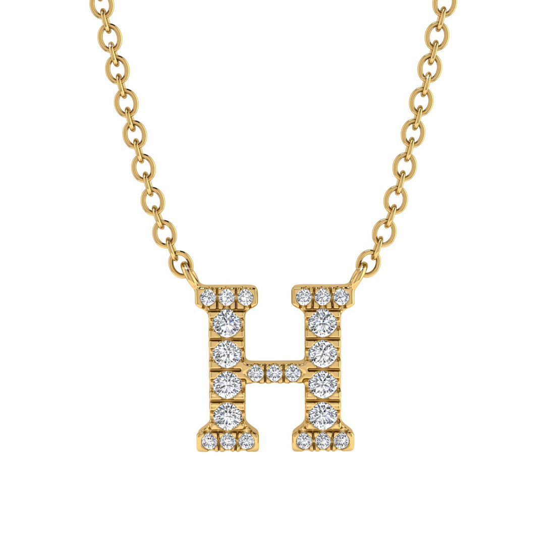 Diamond Gold Initial Necklace - H