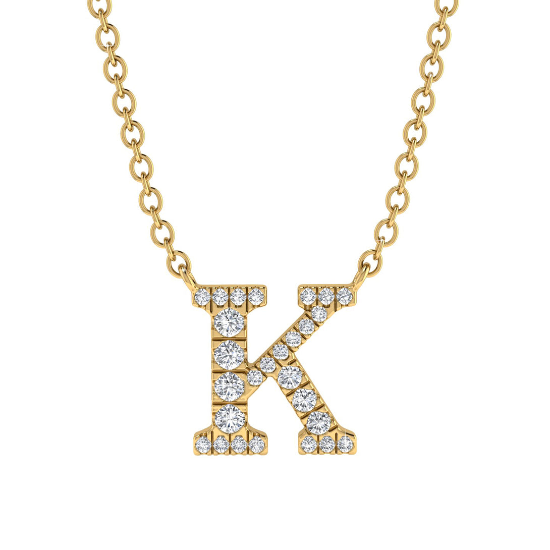 Diamond Gold Initial Necklace - K