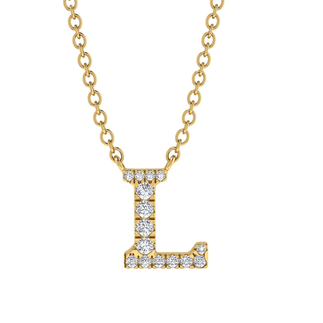 Diamond Gold Initial Necklace - L