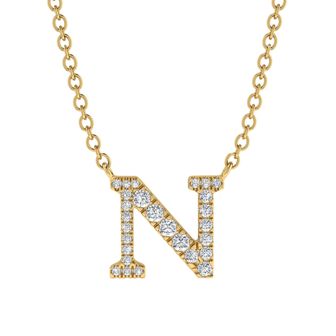 Diamond Gold Initial Necklace - N
