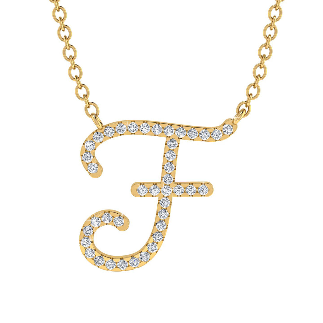 Diamond Gold Letter Necklace - F